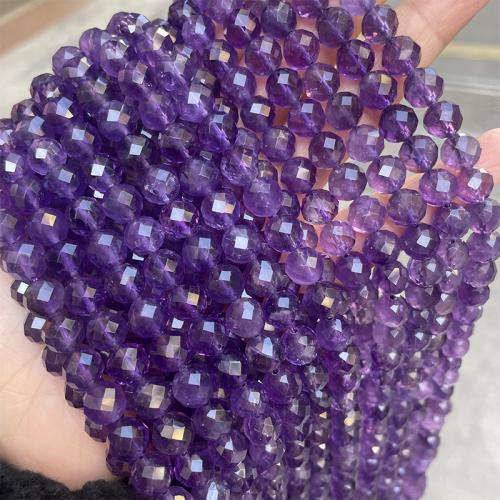 Natural Amethyst Beads, Round, fashion jewelry & DIY & different size for choice & faceted, purple, Sold Per Approx 38 cm Strand