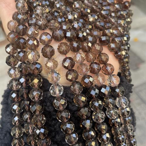 Perles naturelles Quartz fumé, Rond, bijoux de mode & DIY & normes différentes pour le choix & facettes, bronzé, Vendu par Environ 38 cm brin