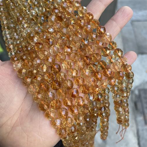Naturlig krystal perler, Citrin, Runde, mode smykker & du kan DIY & forskellig størrelse for valg & facetteret, gul, Solgt Per Ca. 38 cm Strand
