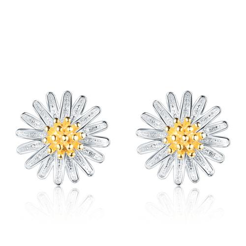 925 Sterling Silver Stud Earrings, Daisy, fashion jewelry & for woman, nickel, lead & cadmium free, 8x8mm, Sold By Pair