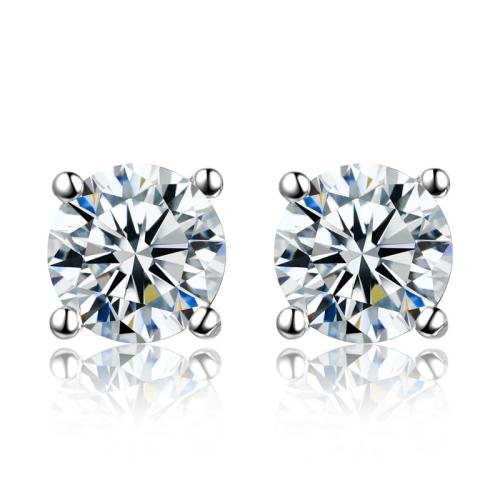 Cubic Zirconia Micro Pave Sterling Silver Earring, 925 Sterling Silver, fashion jewelry & micro pave cubic zirconia & for woman, more colors for choice, nickel, lead & cadmium free, 6x6mm, Sold By Pair