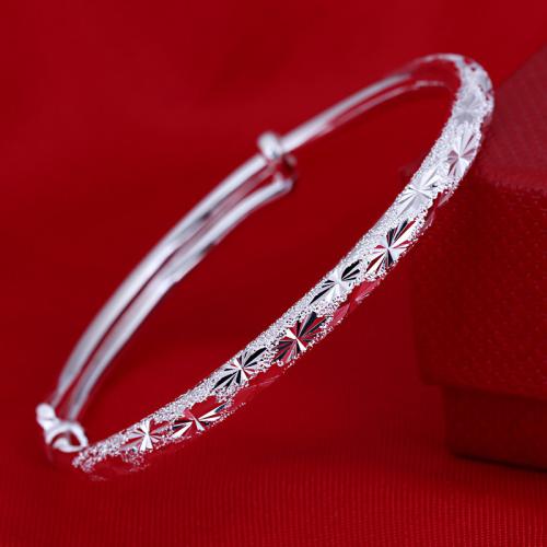 925 Sterling Silver Bangle Bracelet, Length Adjustable & fashion jewelry & different size for choice & for woman, nickel, lead & cadmium free, Inner Diameter:Approx 58mm, Sold By PC