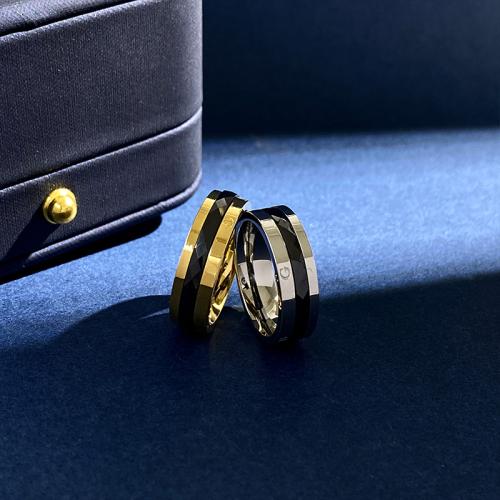 Пара кольца перста, Нержавеющая сталь 304, с фарфор, ювелирные изделия моды & Мужская & разный размер для выбора, Много цветов для выбора, width 6mm, продается PC