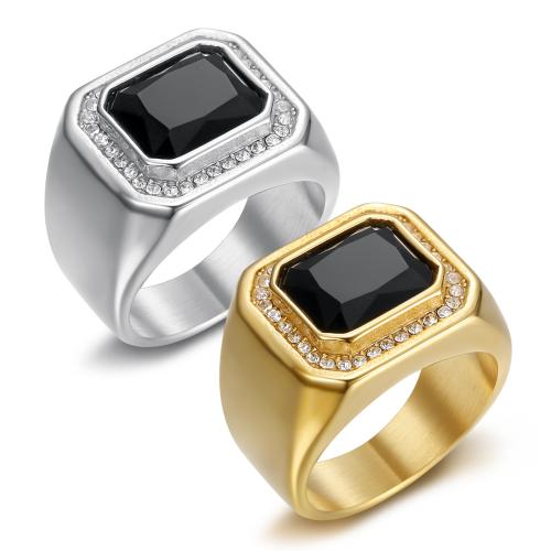 Rhinestone нержавеющей стали палец кольцо, Нержавеющая сталь 316, разный размер для выбора & Мужский & со стразами, Много цветов для выбора, продается PC