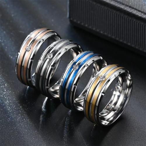 Couple Finger Rings 304 Stainless Steel Unisex & with rhinestone Sold By PC