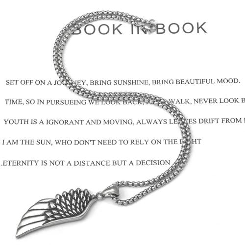 Stainless Steel Jewelry Necklace, 304 Stainless Steel, Angel Wing, different length for choice & Unisex & different styles for choice, 18x54mm, Sold By PC