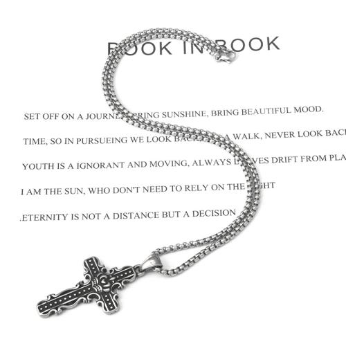 Stainless Steel Sweater Chain Necklace 304 Stainless Steel Cross & Unisex Sold By PC