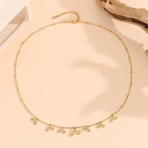 Stainless Steel Jewelry Necklace, 304 Stainless Steel, with 5cm extender chain, Bike, fashion jewelry & for woman, golden, Sold Per Approx 45 cm Strand