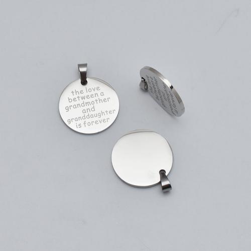 Stainless Steel Pendants, 304 Stainless Steel, Flat Round, polished, DIY, original color, 25x30x1.60mm, Sold By PC