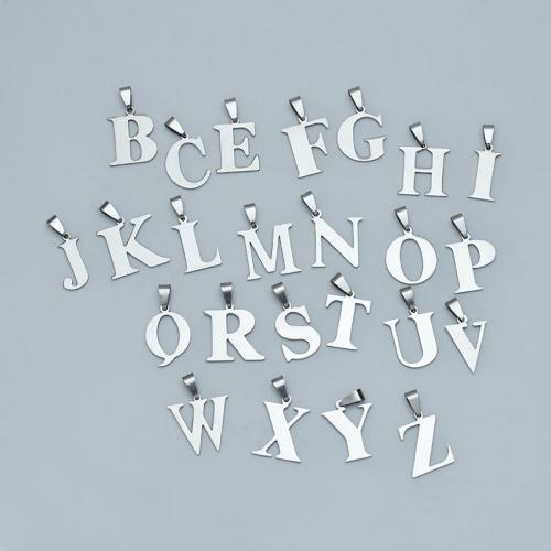 Edelstahl Brief Anhänger, 304 Edelstahl, Alphabet-Buchstabe, poliert, Unterschiedliche Form zur Auswahl & DIY, originale Farbe, verkauft von PC
