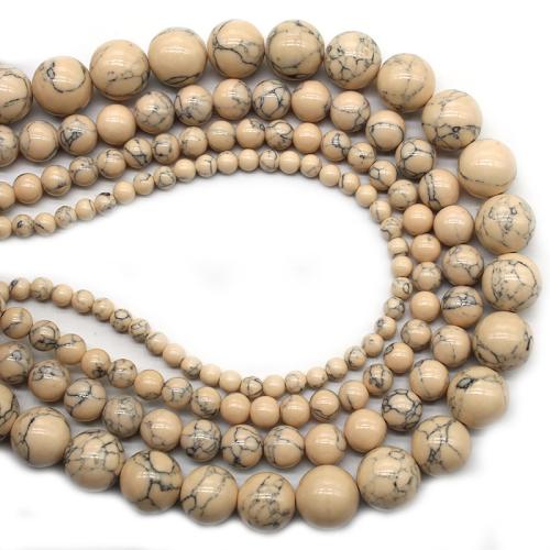 Türkis Perlen, Natürliche Türkis, rund, poliert, DIY & verschiedene Größen vorhanden, gelb, verkauft per ca. 38 cm Strang
