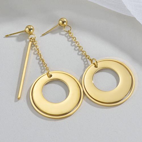 Titanium Steel  Earring Round gold color plated for woman nickel lead & cadmium free Sold By Pair