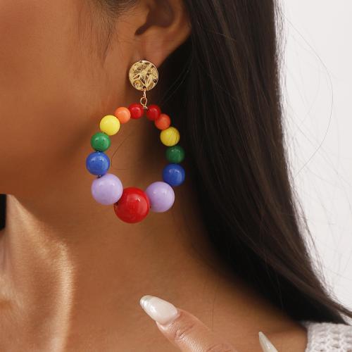 Bijoux boucles d'oreilles, plastique, avec alliage de zinc, bijoux de mode, plus de couleurs à choisir, 55x75mm, Vendu par paire