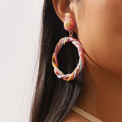 Boucles d'oreilles fer, Rafidah+Grass, avec fer, bijoux de mode, plus de couleurs à choisir, 55x72mm, Vendu par paire