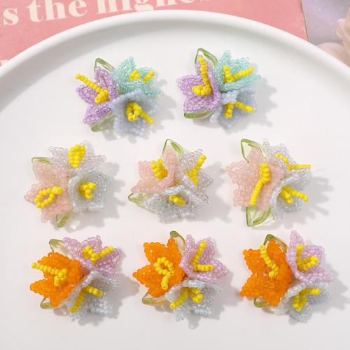 Hair Accessories DIY Findings, Seedbead, Flower, more colors for choice, 30mm, Sold By PC