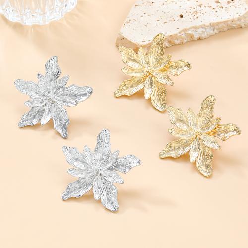 Tibetan Style Stud Earring, Flower, plated, fashion jewelry & for woman, more colors for choice, 53x51mm, Sold By Pair