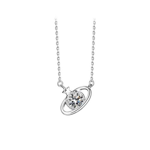 Cubic Zircon Micro Pave 925 Sterling Silver Necklace, Heart, micro pave cubic zirconia & for woman, platinum color, Length:Approx 41-50 cm, Sold By PC