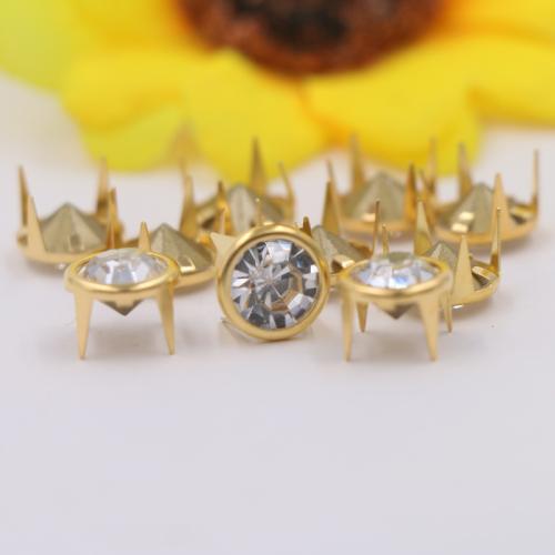 Brass Clawed Rhinestone, DIY & different size for choice & with rhinestone, golden, Approx 2000PCs/Lot, Sold By Lot