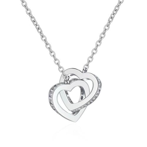 Cubic Zircon Micro Pave 925 Sterling Silver Necklace with 10CM extender chain Heart micro pave cubic zirconia & for woman Length Approx 45 cm Sold By PC