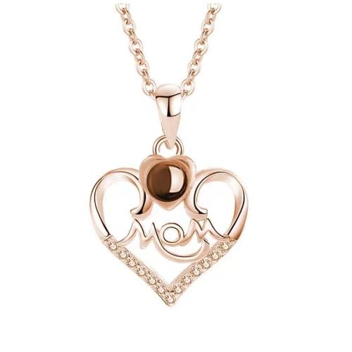 925 Sterling Silver Miniature Projection Necklace with 5CM extender chain Heart micro pave cubic zirconia & for woman Length Approx 40 cm Sold By PC