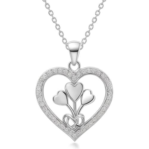 Cubic Zircon Micro Pave 925 Sterling Silver Necklace, with 5CM extender chain, Heart, different styles for choice & micro pave cubic zirconia & for woman & epoxy gel, platinum color, Length:Approx 40 cm, Sold By PC