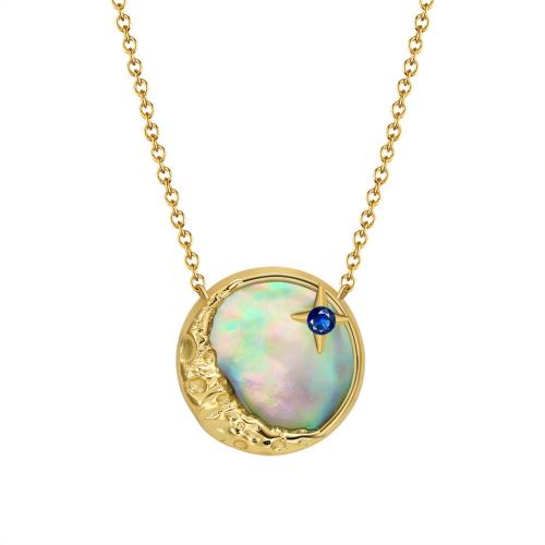 Cubic Zircon Micro Pave 925 Sterling Silver Necklace with Abalone Shell with 5CM extender chain micro pave cubic zirconia & for woman golden Length Approx 45 cm Sold By PC