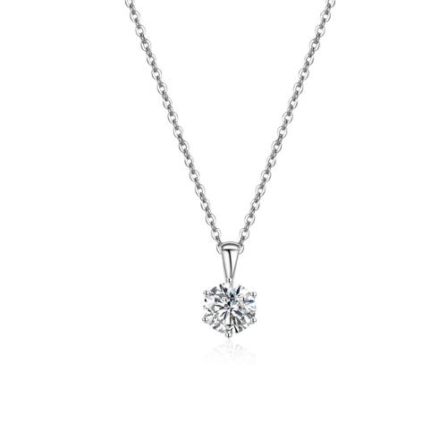 Cubic Zircon Micro Pave 925 Sterling Silver Necklace, micro pave cubic zirconia & for woman, platinum color, Length:Approx 45 cm, Sold By PC