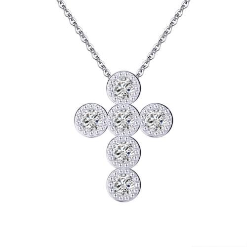 Cubic Zircon Micro Pave 925 Sterling Silver Necklace, with 5CM extender chain, Cross, micro pave cubic zirconia & for woman, more colors for choice, Length:Approx 40 cm, Sold By PC