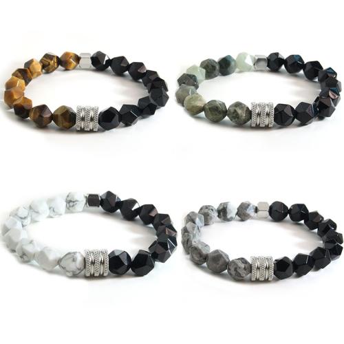 Gemstone Bracelets, Titanium Steel, with Natural Stone & Obsidian, different materials for choice & Unisex, more colors for choice, Length:19 cm, Sold By PC