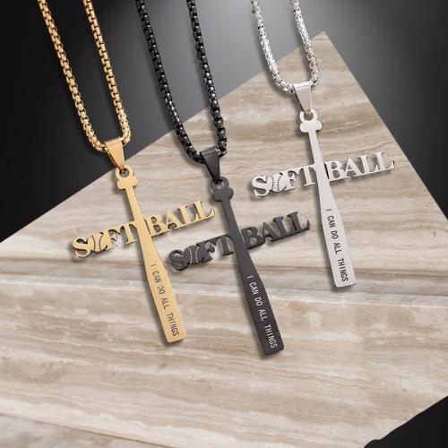 Stainless Steel Jewelry Necklace, 304 Stainless Steel, Cross, fashion jewelry & Unisex, more colors for choice, 60x40mm, Length:Approx 60 cm, Sold By PC