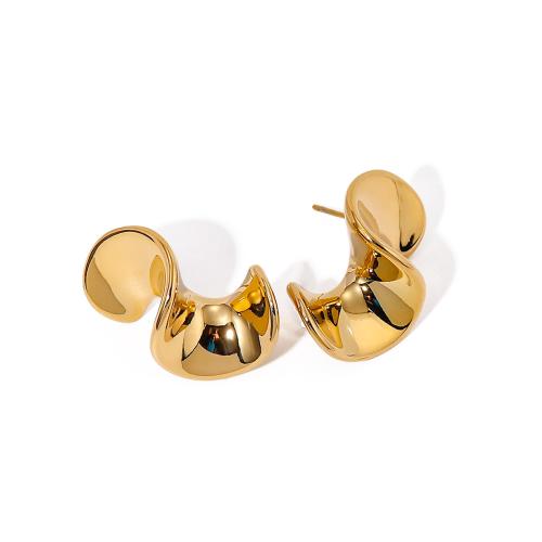 Boucle d'oreille de gaujon en acier inoxydable, Acier inoxydable 304, bijoux de mode & pour femme, doré, 27.30x16.60mm, Vendu par paire