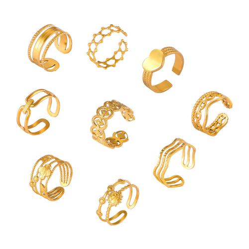 Titan Edelstahl Ringe, Titanstahl, Modeschmuck & verschiedene Stile für Wahl & für Frau, goldfarben, verkauft von PC