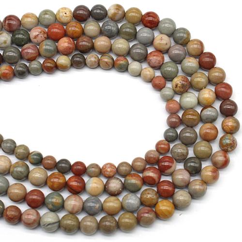 Natural Picture Jasper Beads, Round, polished, DIY & different size for choice, mixed colors, Sold By Strand