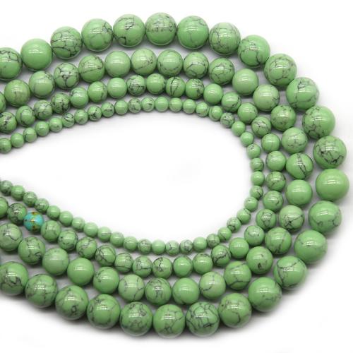 Turquoise Beads, Natural Turquoise, Round, polished, DIY & different size for choice, green, Sold By Strand