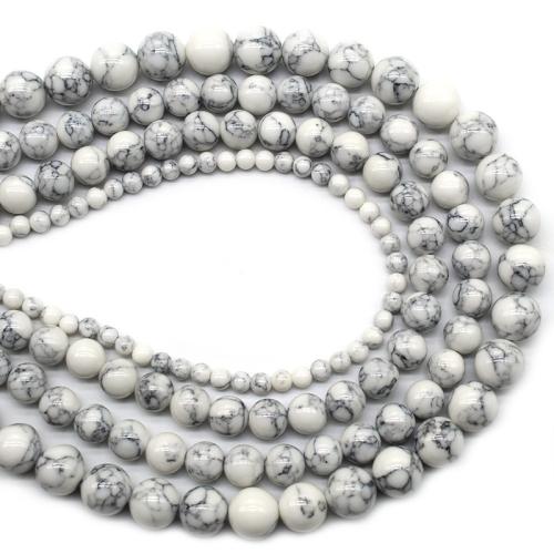 Türkis Perlen, Natürliche Türkis, rund, poliert, DIY & verschiedene Größen vorhanden, weiß, verkauft von Strang