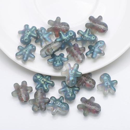 Fashion Glass Beads, Gingerbread Man, DIY & frosted, more colors for choice, 14x7x15mm, Hole:Approx 1.5mm, Approx 100PCs/Bag, Sold By Bag