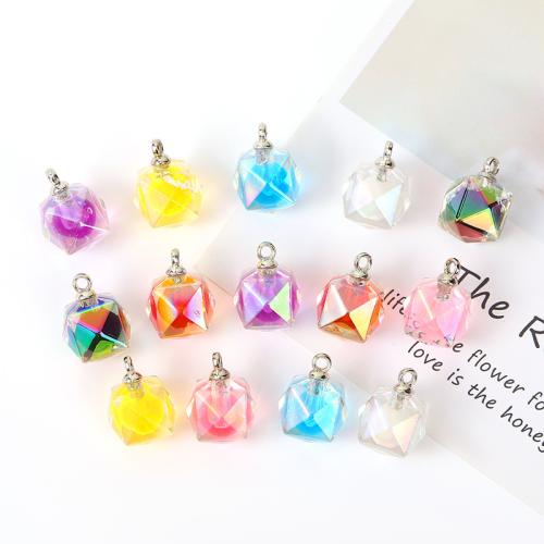 Acrylic Pendants, with Tibetan Style, Rhombus, DIY, more colors for choice, 15mm, 50PCs/Bag, Sold By Bag