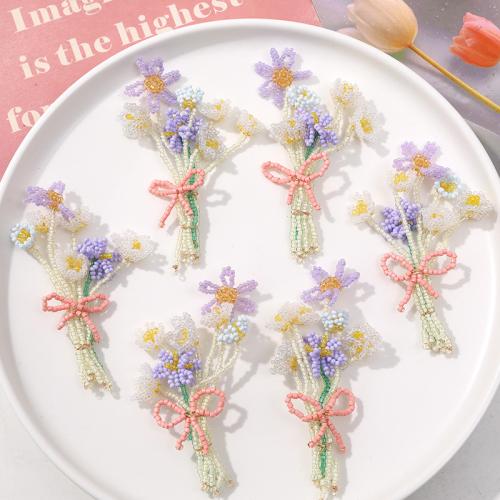 Hair Accessories DIY Findings, Seedbead, Bouquet, multi-colored, 80x45mm, Sold By PC