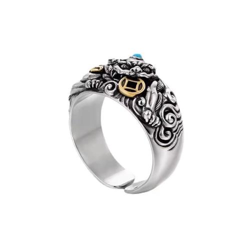 Brass δάχτυλο του δακτυλίου, Ορείχαλκος, με τυρκουάζ, επιχρυσωμένο, για τη γυναίκα, αρχικό χρώμα, Sold Με PC