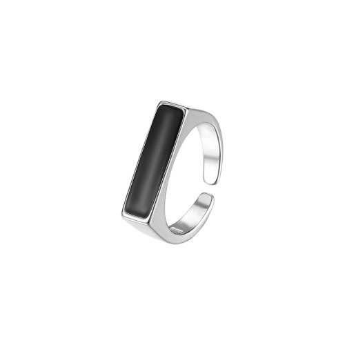 Ring Finger mosiądz, Powlekane, dla kobiety & naklejka epoksydowa, srebro, sprzedane przez PC