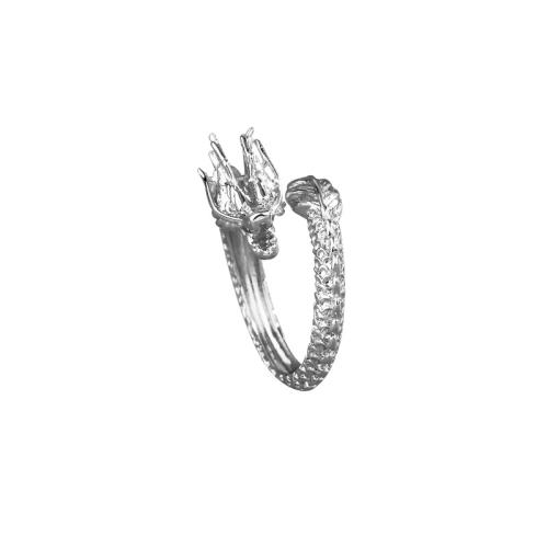 Brass Finger Ring, Dragon, plated, for man, platinum color, Sold By PC