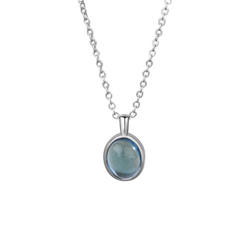 Brass Necklace with Moonstone with 5CM extender chain plated for woman platinum color Length Approx 40 cm Sold By PC