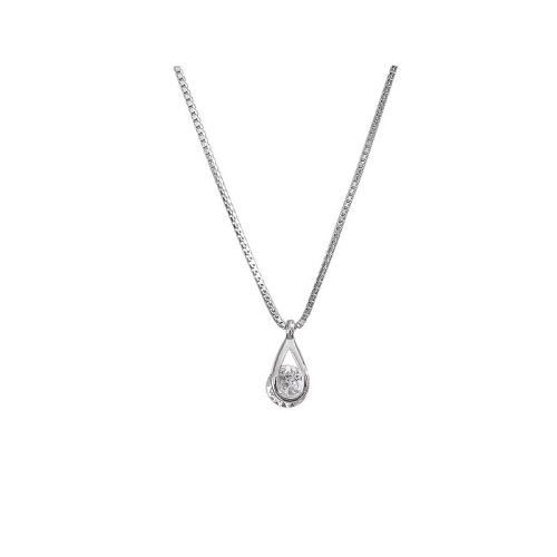 Cubic Zircon Micro Pave Brass Necklace with 5CM extender chain plated micro pave cubic zirconia & for woman platinum color Length Approx 40 cm Sold By PC