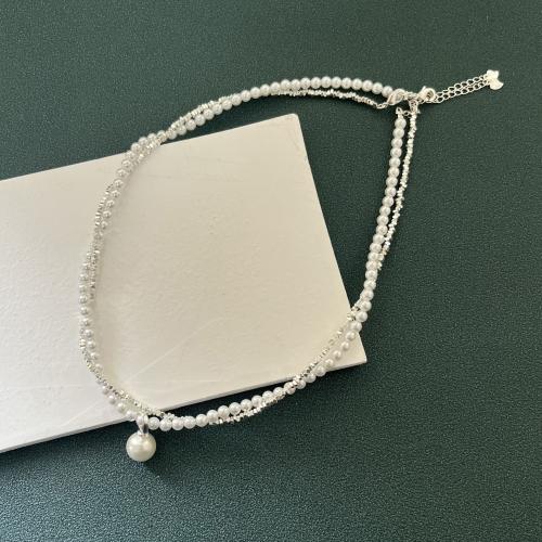 metal collar, con Shell Pearl, chapado, diferentes estilos para la opción & para mujer, más colores para la opción, longitud aproximado 41-50 cm, Vendido por UD