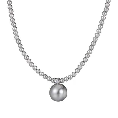 Латунь Ожерелье, с Shell Pearl, с 5cm наполнитель цепи, Женский & со стразами, Много цветов для выбора, длина:38 см, продается PC