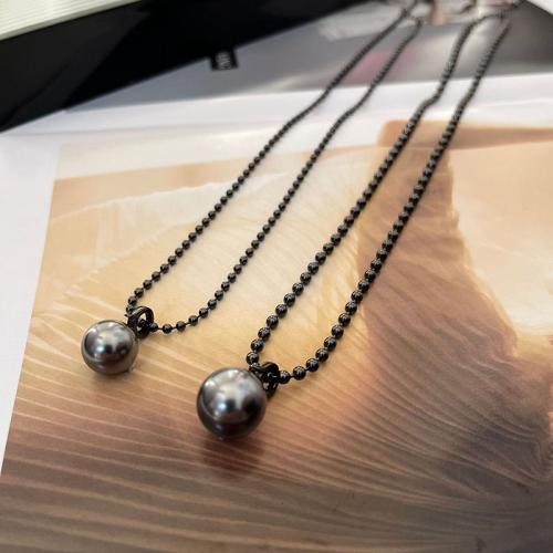 Brass Necklace, with Shell Pearl, plated, different size for choice & different styles for choice & for woman, plumbum black, Sold By PC
