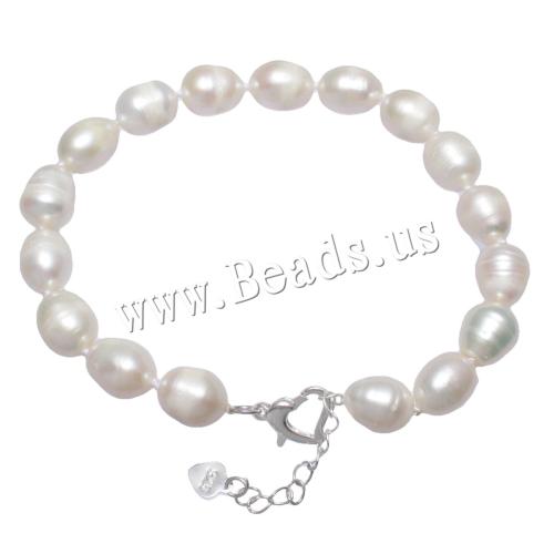 Freshwater Cultured Pearl Bracelet, Freshwater Pearl, brass clasp, Rice, natural, different styles for choice, white, 9-10mm, Sold Per Approx 7.5 Inch Strand