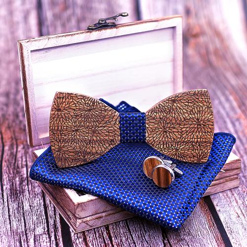 Bow Tie, Maple, Square Scarf & Bow Ties & cufflink, with Cloth & 304 Stainless Steel, three pieces & for man, more colors for choice, Bow tie:120x50x4.5mm,Packaging:13.6x8.5x3.4cm, Sold By Set