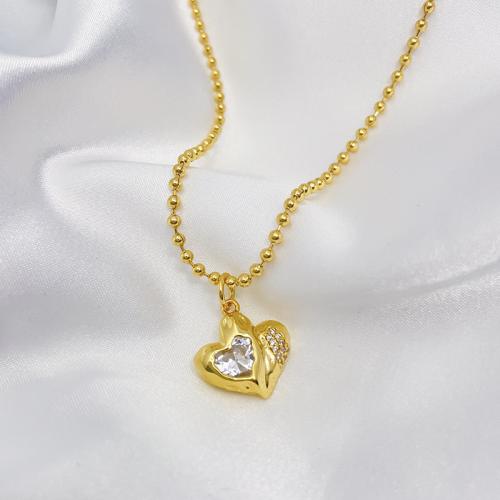 Cubic Zircon Micro Pave Brass Necklace with 5cm extender chain 18K gold plated fashion jewelry & micro pave cubic zirconia & for woman golden nickel lead & cadmium free Length Approx 40 cm Sold By PC