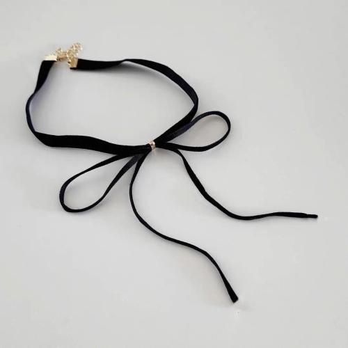 Mode-Halskette, Velour, mit Messing, mit Verlängerungskettchen von 6cm, Modeschmuck & für Frau, keine, Länge:ca. 32 cm, verkauft von PC